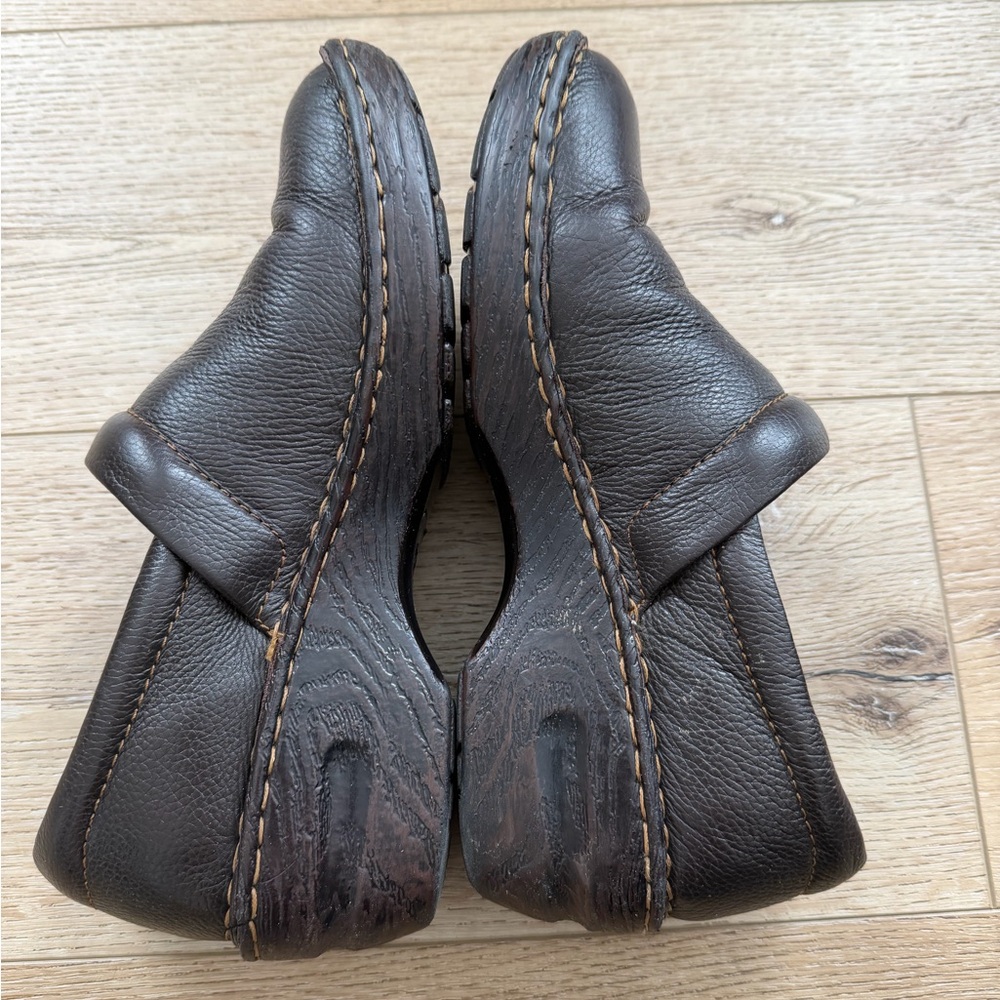 Bolo Brown Leather Slip-On clogs 9.5 - Picture 4 of 9